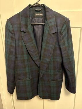Giorgio Sant’Angelo Blue Green Plaid Blazer